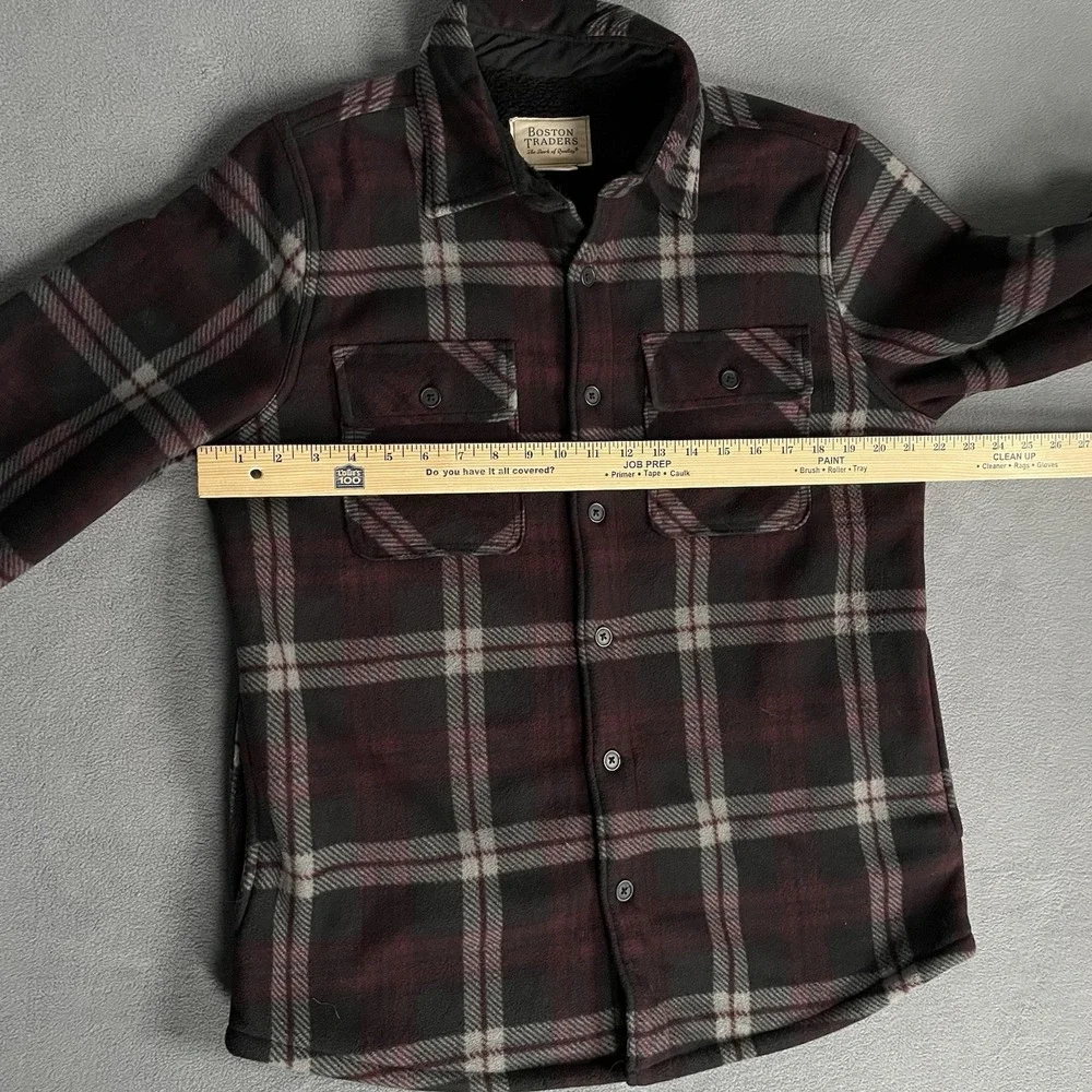 Boston Traders‎ Fleece/Sherpa Lined Flannel Maroon Plaid Med Mens